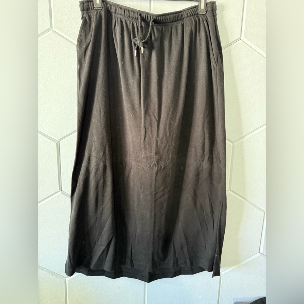 Woman within sweat material skirt